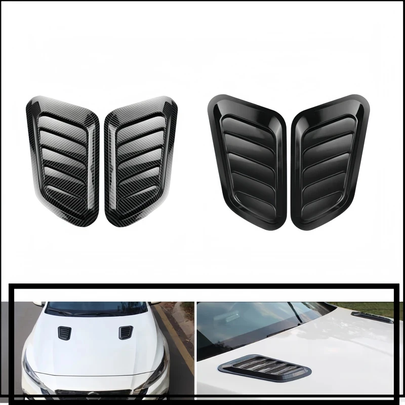 

Universal Carbon Fiber Universal Car Hood Scoop Air Intake Fast Flow Vent Decorative Trim Styling 2PCS Exterior Decoration