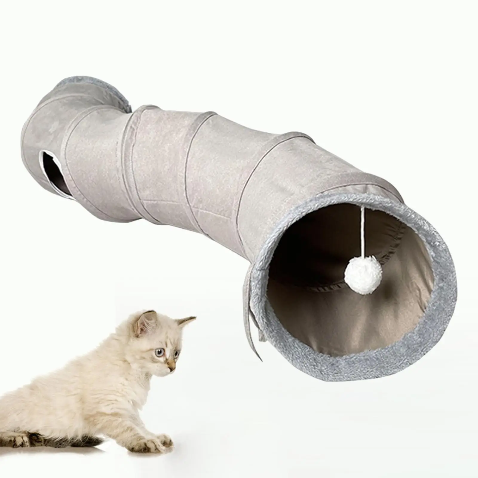 พับอุโมงค์แมวสําหรับแมวในร่มลูกสุนัขรูปสัตว์เลี้ยงอุโมงค์ลูกแมว Suede 0.63 นิ้วเส้นผ่านศูนย์กลางหลอดเล่นของเล่น