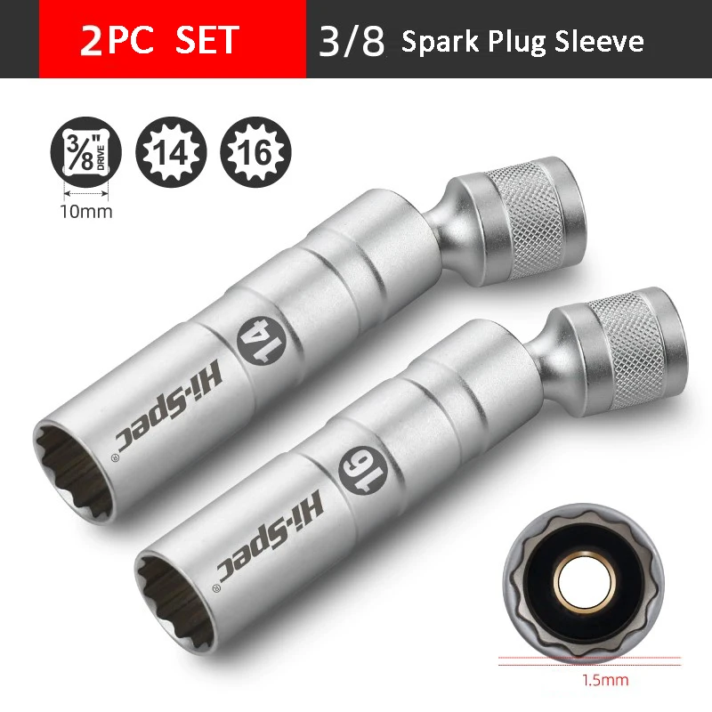 Hi-Spec Magnetic Universal Spark Plug Socket Wrench 14mm 16mm Install Replace Spark Plug Removal Car Repair Socket Tool Kit