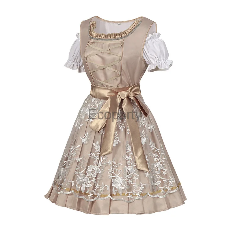 2024 Women Lace-Up Oktoberfest Costume Traditional Bavarian Beer Festival Dirndl Dress With Apron German Maid Cosplay Outfits