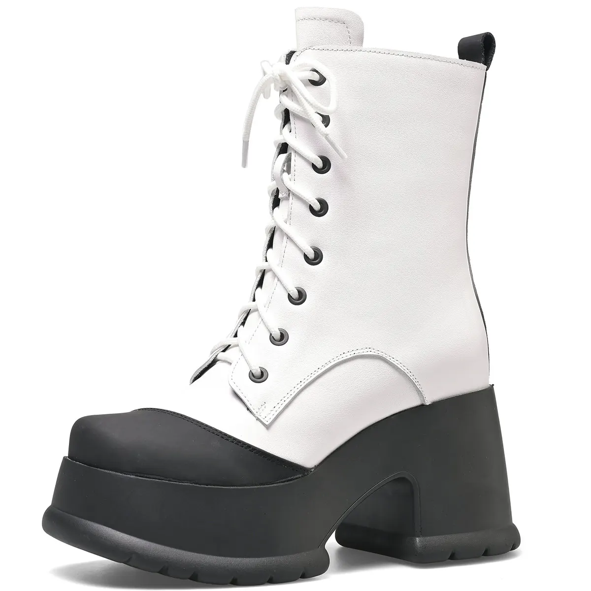 

Winter Pumps Shoes Women Lace Up Genuine Leather Super High Heels Snow Boots Female Square Toe Fashion Sneakers Casual Shoes