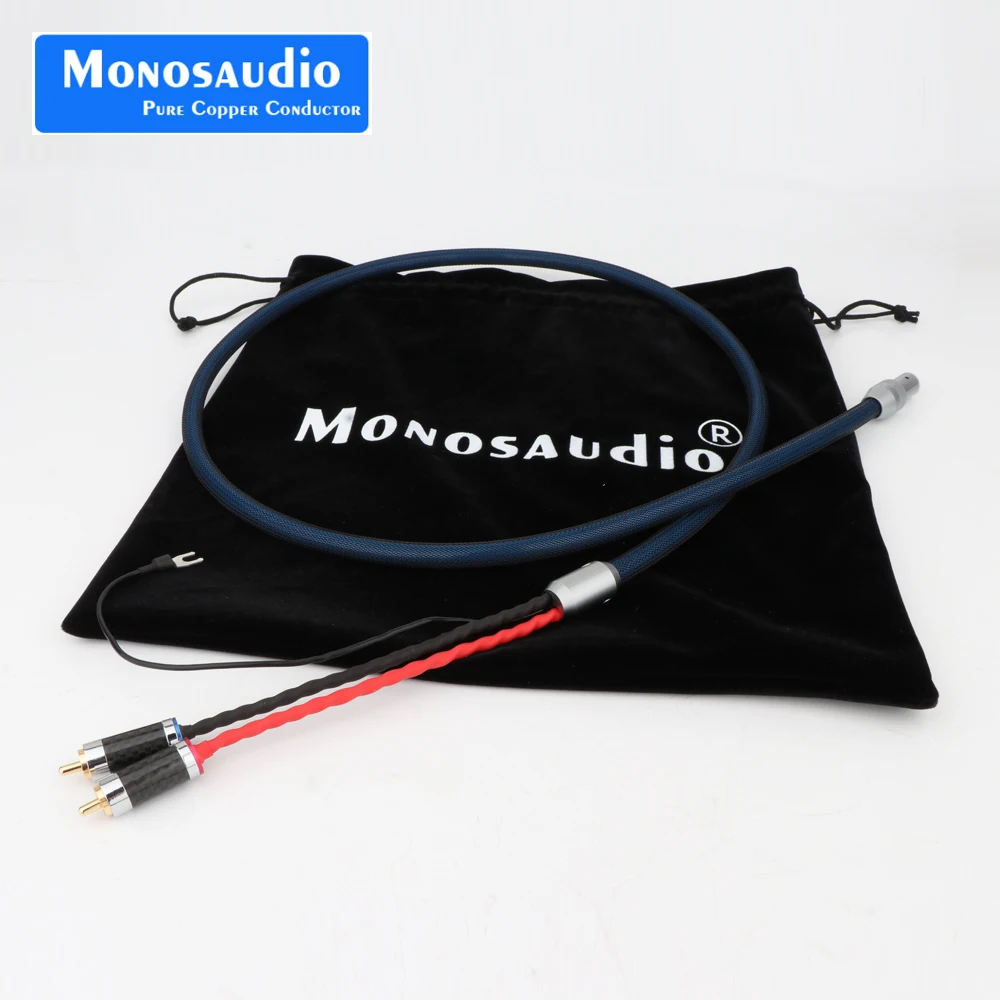 TA205 Monosaudio Tonarm Cable 5 Pin DIN to RCA Phono Turntables Analog Cable with 99.998% OFC silver plated cable