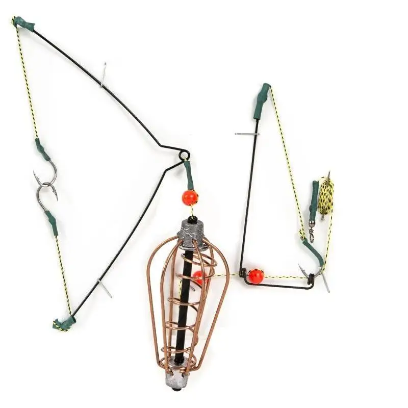 15/20/25/30G Ready Made Fishing Feeder Hook Set Fixed Spot Baiting Cage With Stainless Steel Spring Carp Fishing Tackle