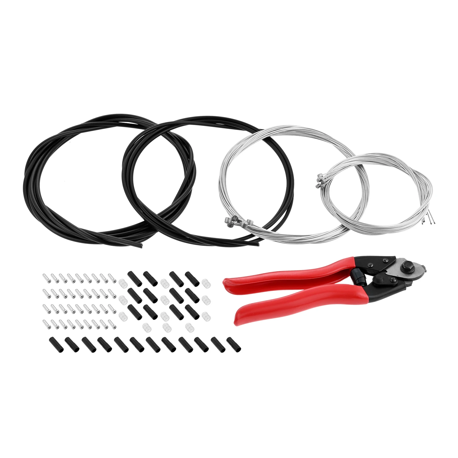 87Pcs/Set Stainless Steel Wire Cutter Bike Brake/Shifter Cable Housing Universal Bicycle Brake/Shift Cable End Caps O-Rings Kit