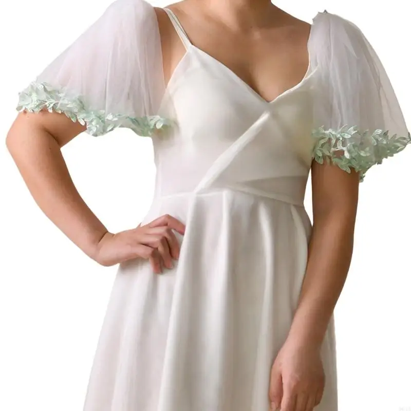 

Elegant Shoulder Cover Tulle Leaf Wedding Rose Ruffled Shoulder Board Stage Costume Masquerades Angel Costume 964A