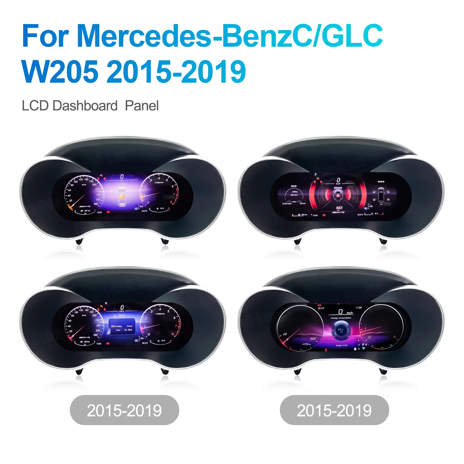 

12,3-дюймовый цифровой приборный кластер для Mercedes Benz C Class W205 GLC Class W253 2015 2018, ЖК-дисплей, панель приборной панели, спидометр