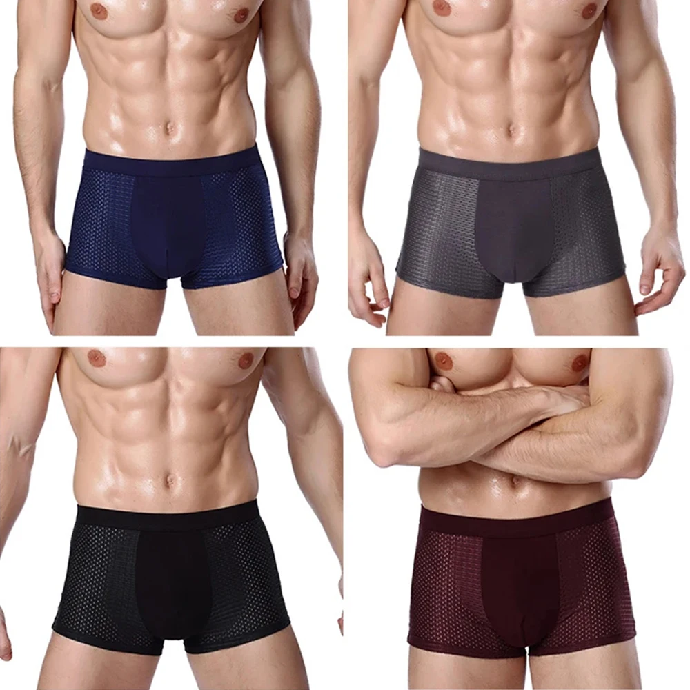 7XL Plus Banboo Fiber Men Underwear Male boxer Solid Panties Shorts Men's Underpants Breathable Intimate Man boxers 8pcs