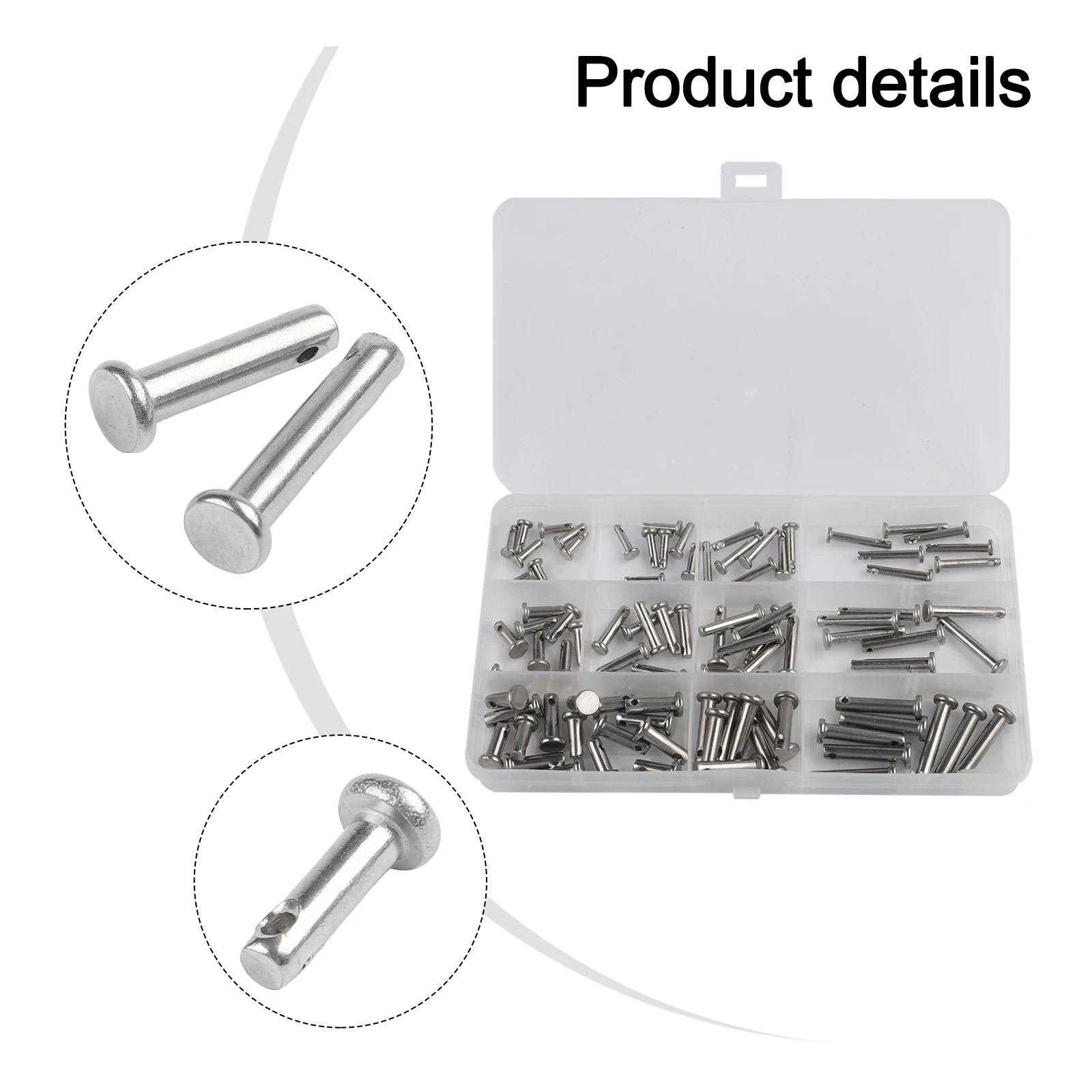 96PCS 304 Stainless Steel Dowel Pins For M3 M5 Flat Head With Hole Cylindrical Positioning Pin For Machinery Furniture DIY Assem