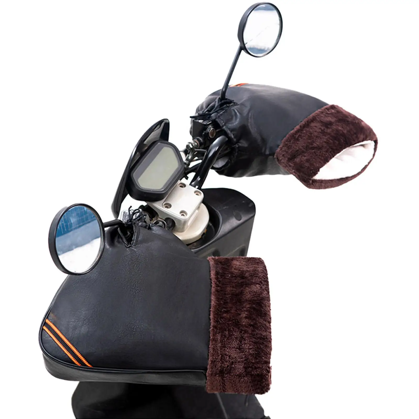 

Ветрозащитные варежки на руль велосипеда, теплые зимние велосипедные перчатки с плюшевой подкладкой для руля электрического велосипеда