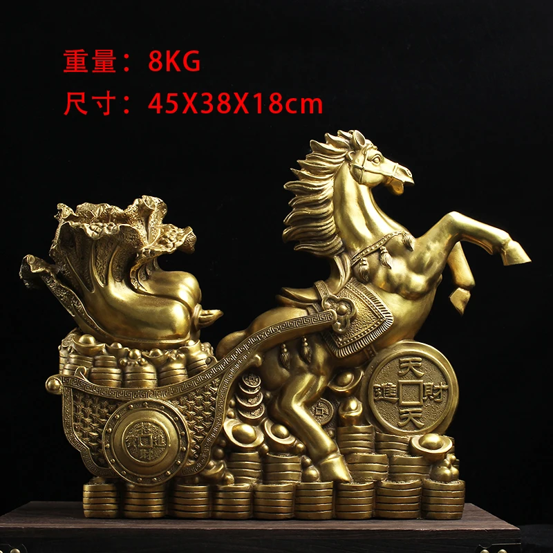 Bronze Horse-drawn Carriage Ornament for Wealth, Home Storefront Desktop Decoration, Large Horse-drawn Wealth Horse, Wealth Deli