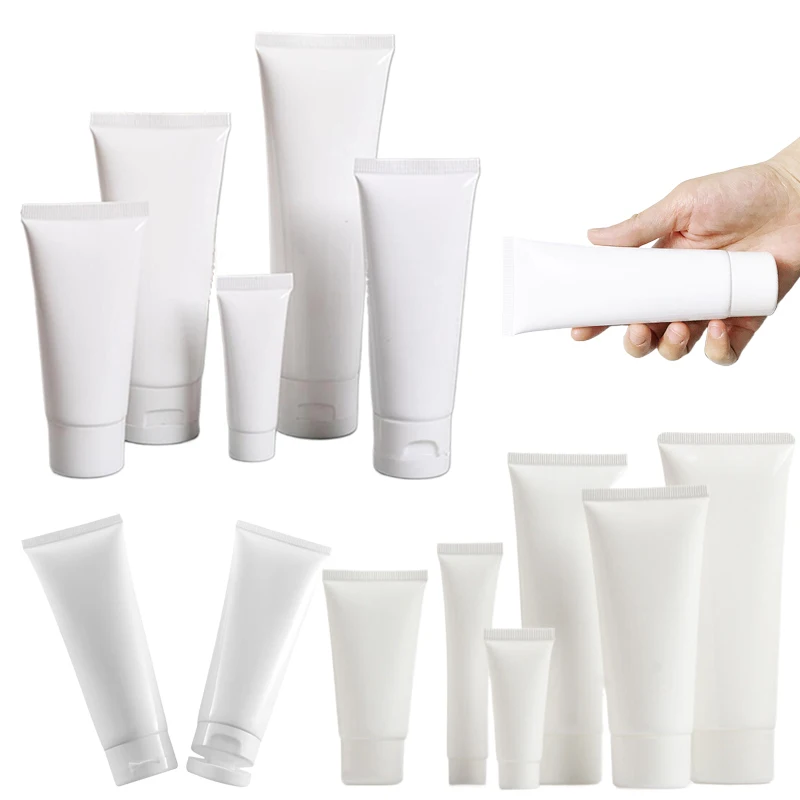 

30Pcs Minin 10ml-100ml Refillable White Plastic Sample Bottles Cosmetic Soft Tubes Facial Cleanser Hand Creams Lotion Containers