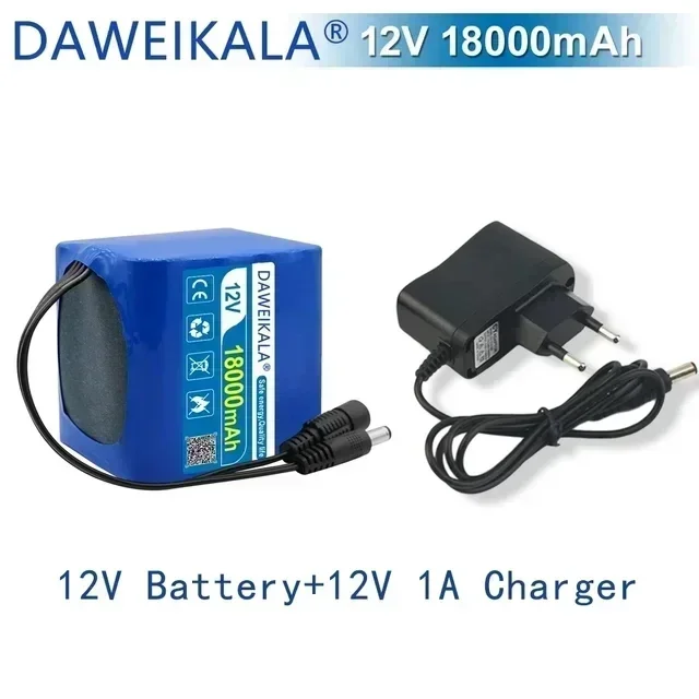 12V Rechargeable Battery 12V 30000mAh 18650 Lithium Battery Pack Capacity DC 12.6V 30Ah CCTV Cam Monitor with Charger