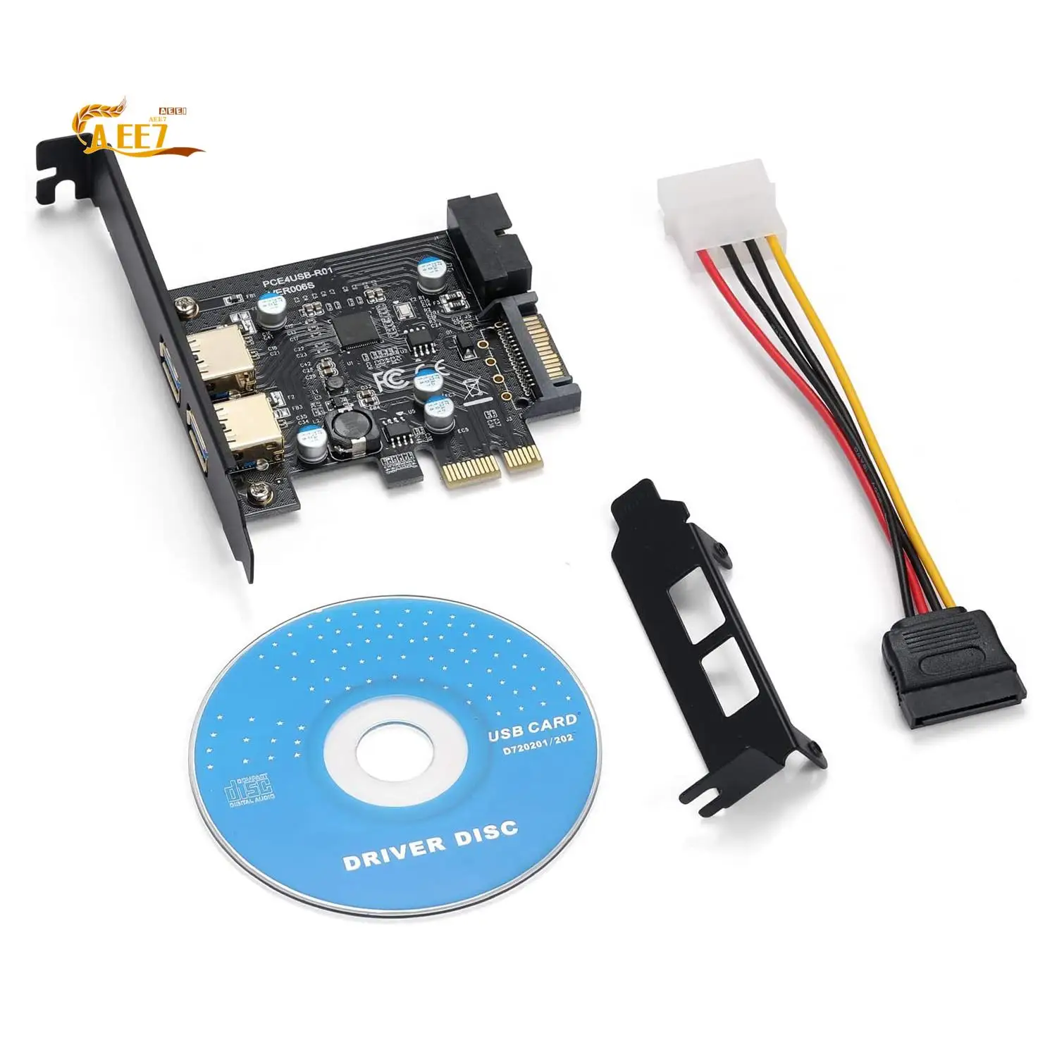 

AEE7-1 Набор адаптеров PCI-E к USB 3.2 Gen 1 Карта расширения PCI Express (Pcie) 5 Гбит/с Карта расширения USB3.0 Hub Карта PCI Express