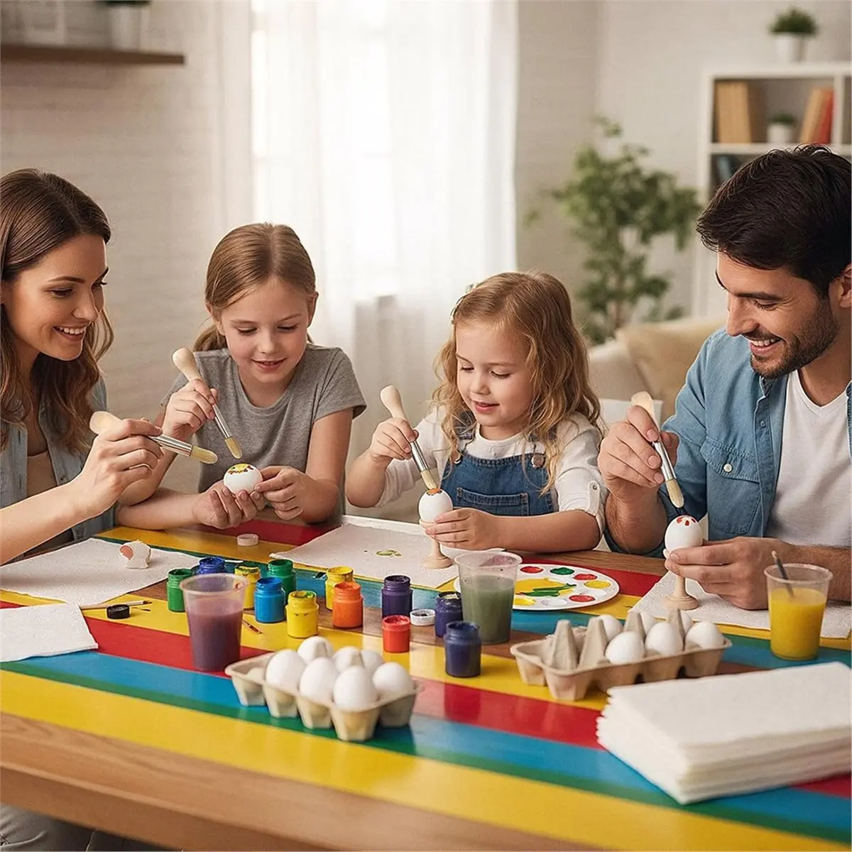 4Pcs Kids Paint Brushes Set for Acrylic, Watercolor, and Oil Painting - Ergonomic Handles
