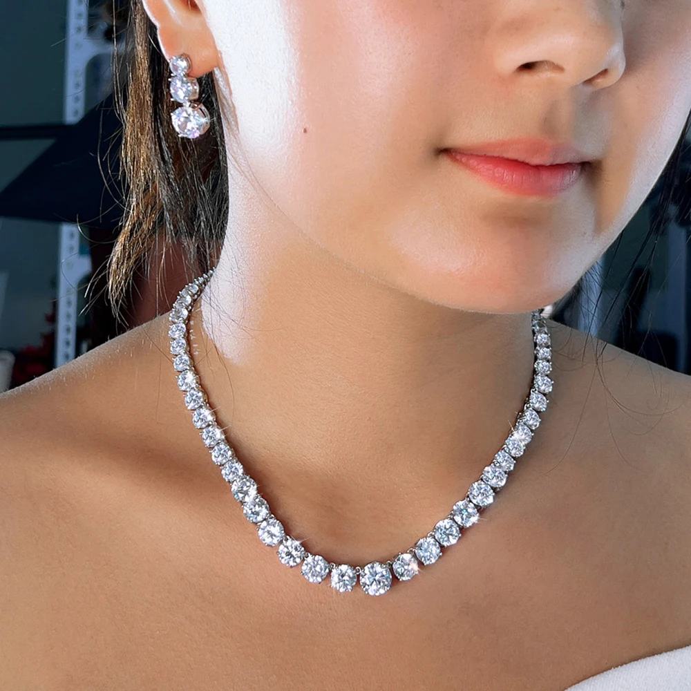 CWWZircons Wunderschöne Glänzende Kubikzircon Mode Braut Runde Halskette Ohrringe Sets für Frauen Hochzeit Abend Party Schmuck T0997