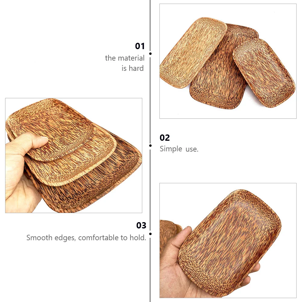 

1pc Coconut Wood Serving Tray For Fruit Candy Cookies Breakfast Dessert Storage Home Tableware Wooden Dish Decorative Plate