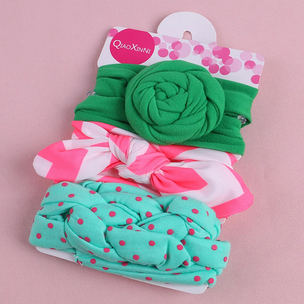 

Girls 3Pcs Floral Nylon Hair Bands Baby Turban Bow Headband Bow for Baby Fall Headbands for Girls Bow Headband for Toddler Girl