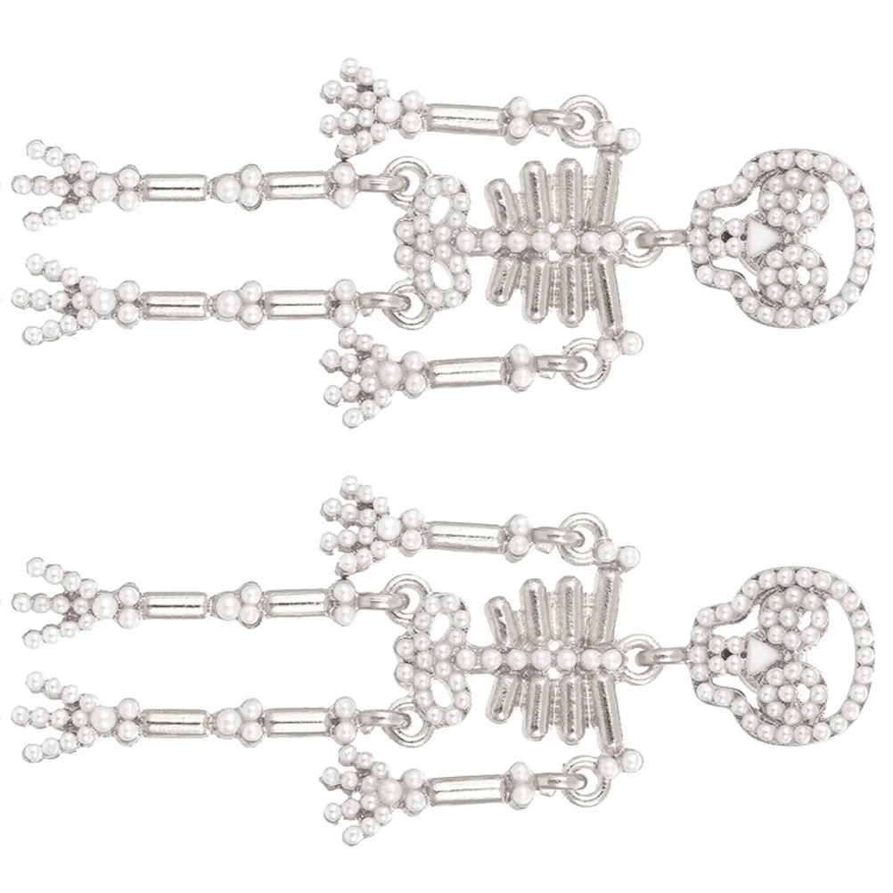 

Dangle Ear Stud Earrings Shining Rhinestone Alloy Creepy Decor Halloween Gothic Unique Ear Stud Jewelry