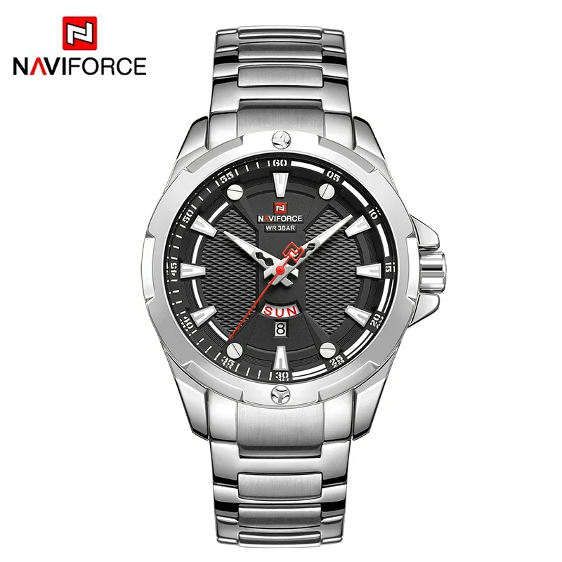 NAVIFORCE NF9161 패션 럭셔리 골드 시계 남성용, 밀리터리 스포츠 쿼츠 캐주얼 시계, 스테인리스 스틸 방수 시계, 신제품