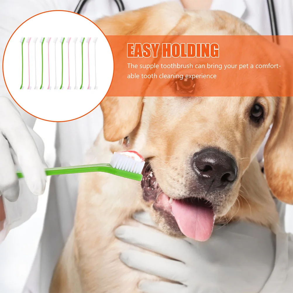 

12pcs Toothbrush Dog Toothbrushes Double Head Soft Large Small Brush for Dogs Teeth Cleaning Dental Care Dog Supplies
