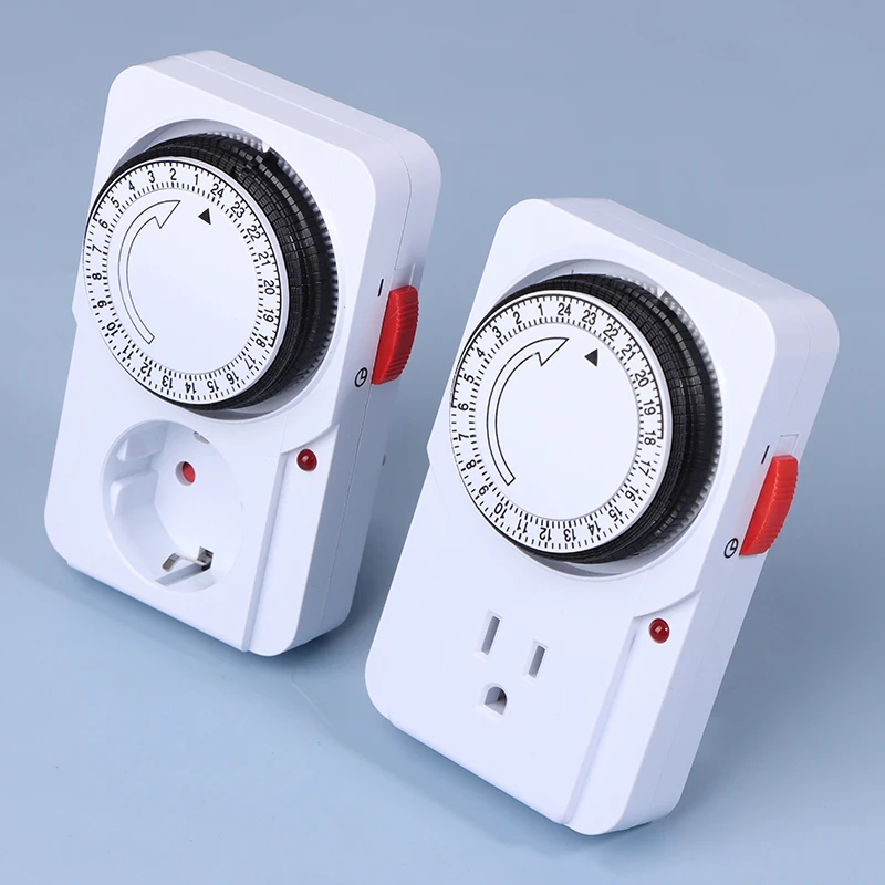 24 Hour Cyclic Timer Switch Kitchen Timer Outlet Universal Timing Socket Mechanical Timer 220VAC UK EU US Plug Timing Socket