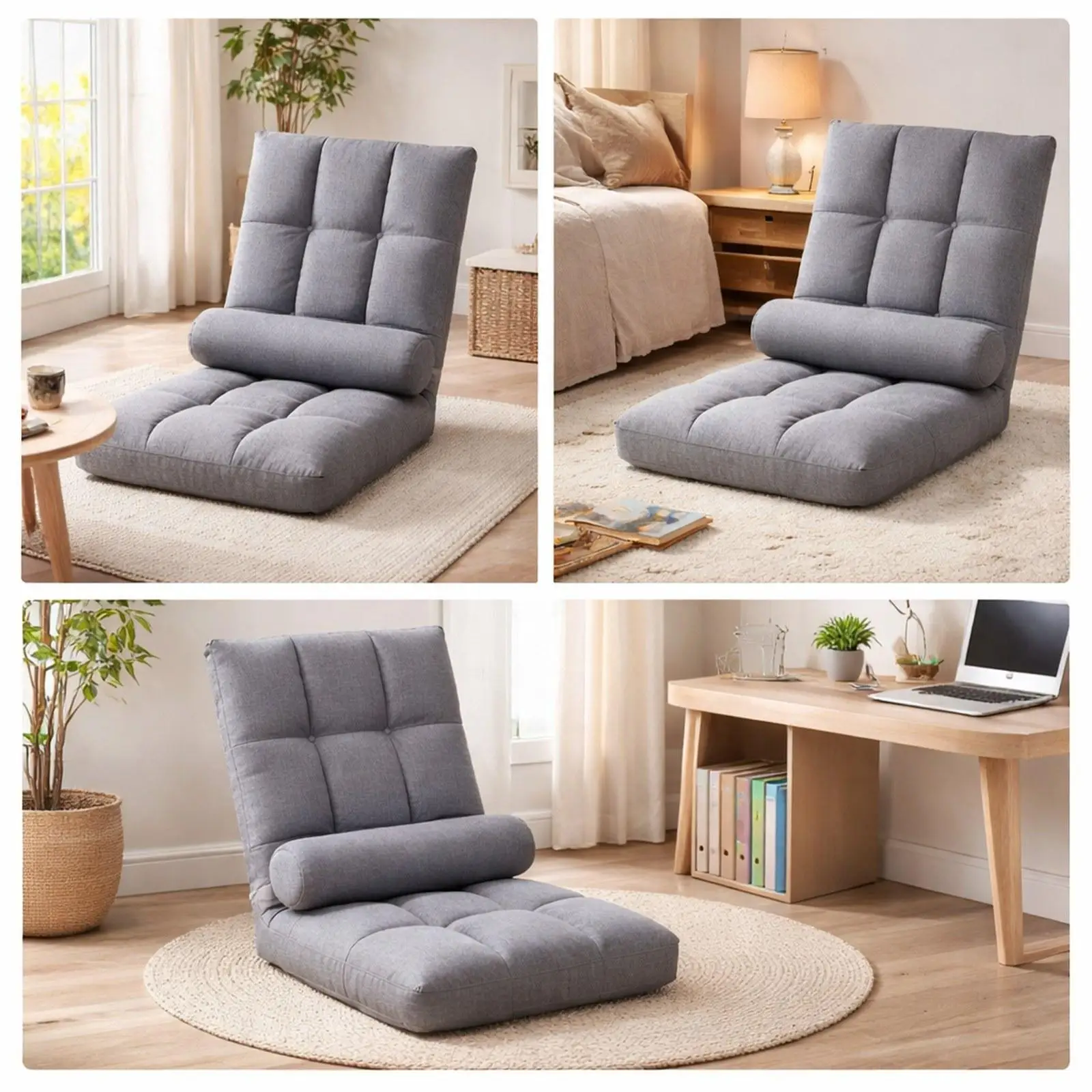 

Floor Chair with Back Support Lazy Sofa Chair Comfortable Sleeper Bed Practical Folding Couch recliner for Gaming Bedroom