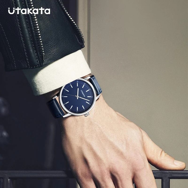 Utakata Business Luxury Watch Men Casual Leather Watches Quartz Waterproof Luminous Wristwatches Student Clock Relogio Masculino