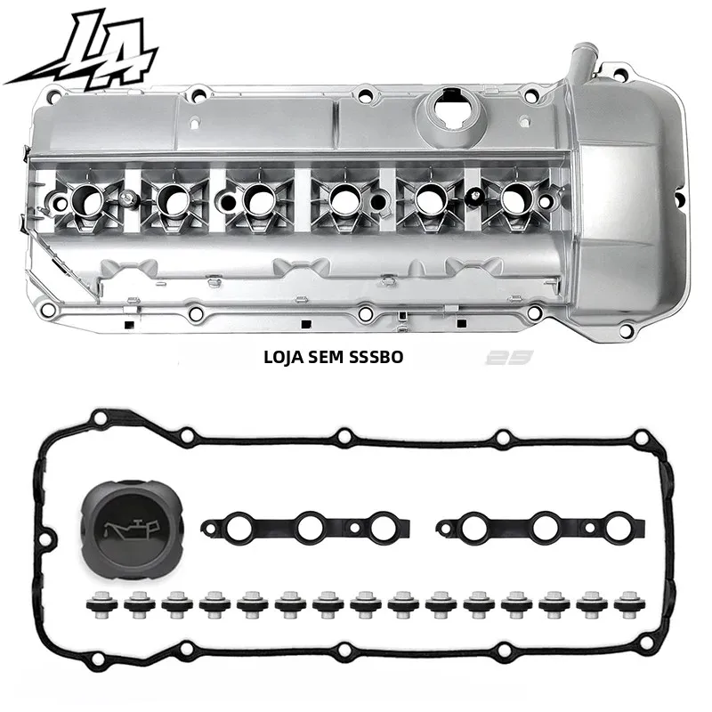 11127512839 11 12 7 512 839 Tampa da válvula do motor de alumínio com junta, parafusos e tampa para 03-06 BMW M54 E46 325i 330i 525i 325ci X3 X5 Z4