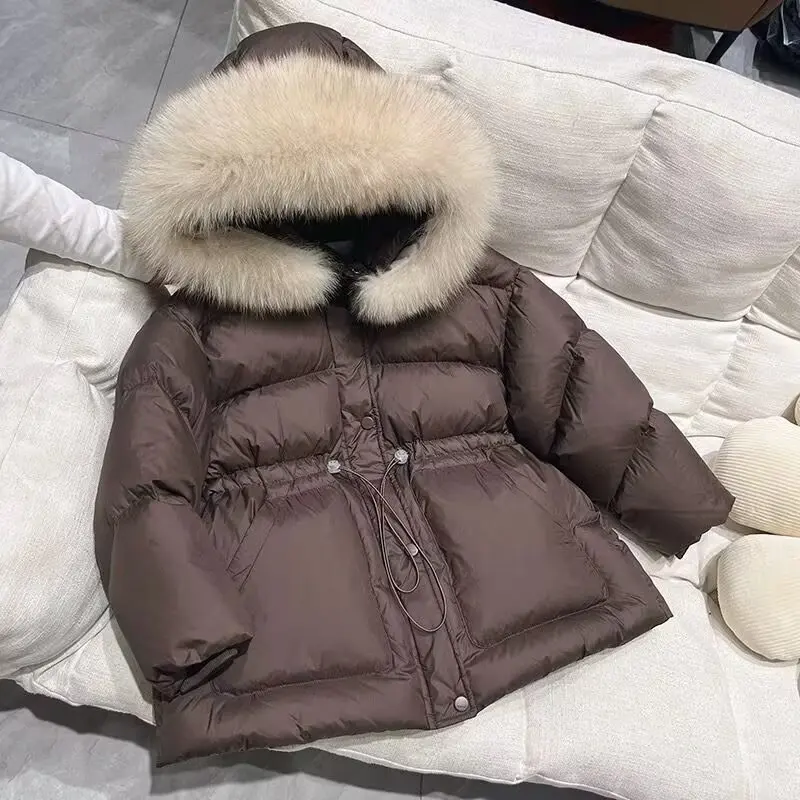 

2024 Russia Winter 7-12Y Girls Parkas Faux Fur Collar Baby Girl Long Jacket Junior Girl Snowwear Coat