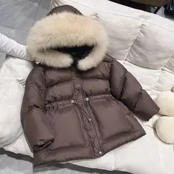 2024 Russia Winter 7-12Y Girls Parkas Faux Fur Collar Baby Girl Long Jacket Junior Girl Snowwear Coat