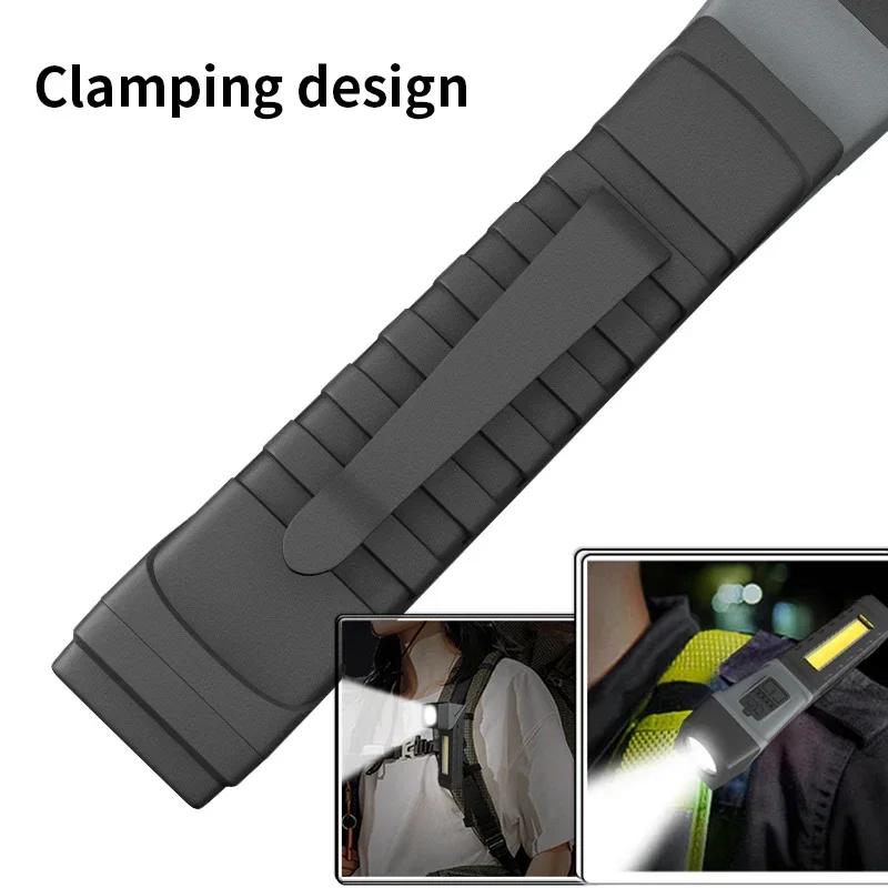 New LED+COB Rechargeable LED Flashlight Ultra Bright Waterproof COB Light torch tail magnet Work Light Rotate Built-in battery