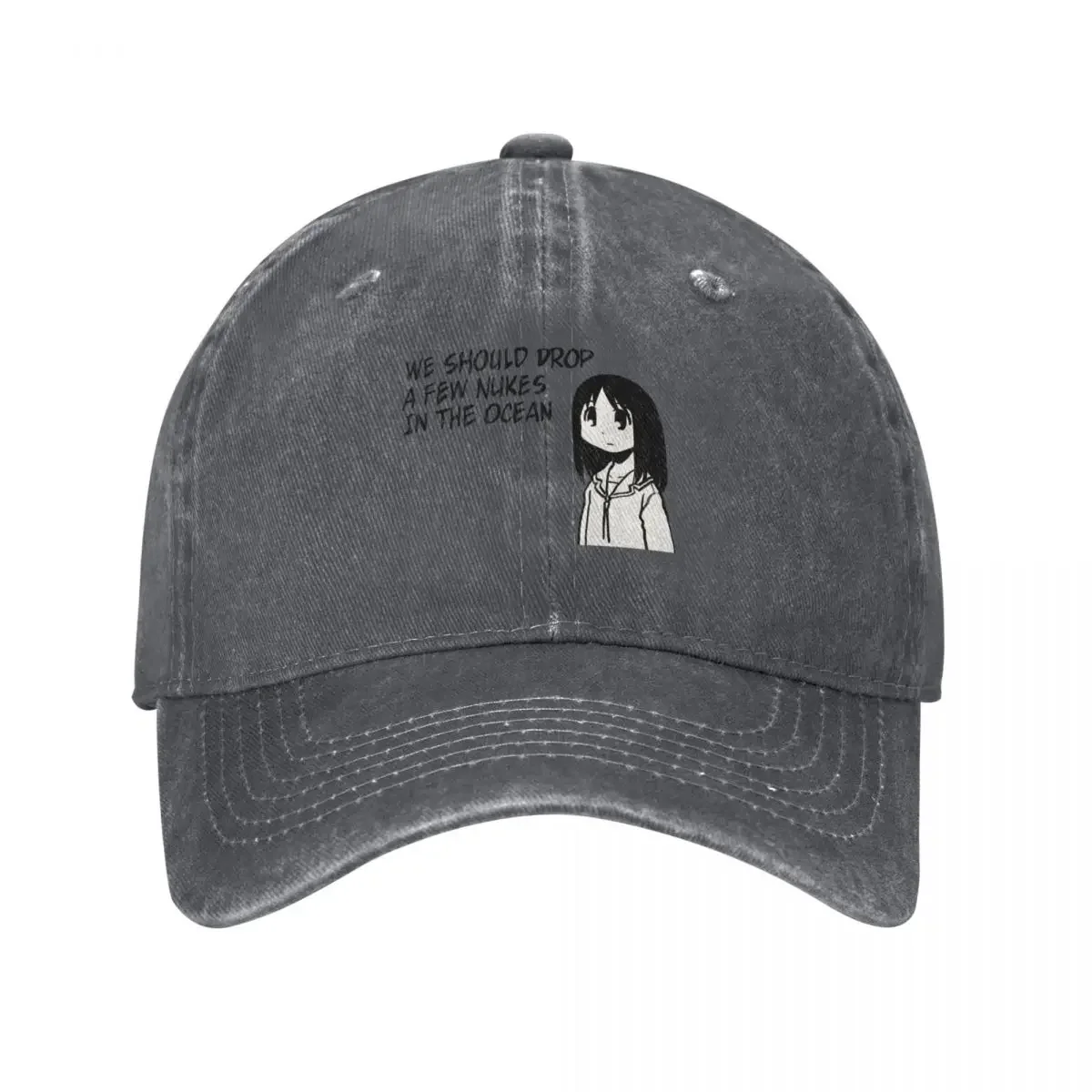 

I draw that panel of osaka saying we should drop a few nukes in the ocean / azumanga daioh Baseball Cap