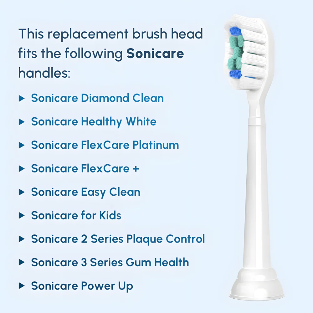 رؤوس فرشاة الأسنان البديلة المتوافقة مع رأس فرشاة الأسنان الكهربائية فيليبس Sonicare 1100 2100 4100 5100 5300 6100 7500