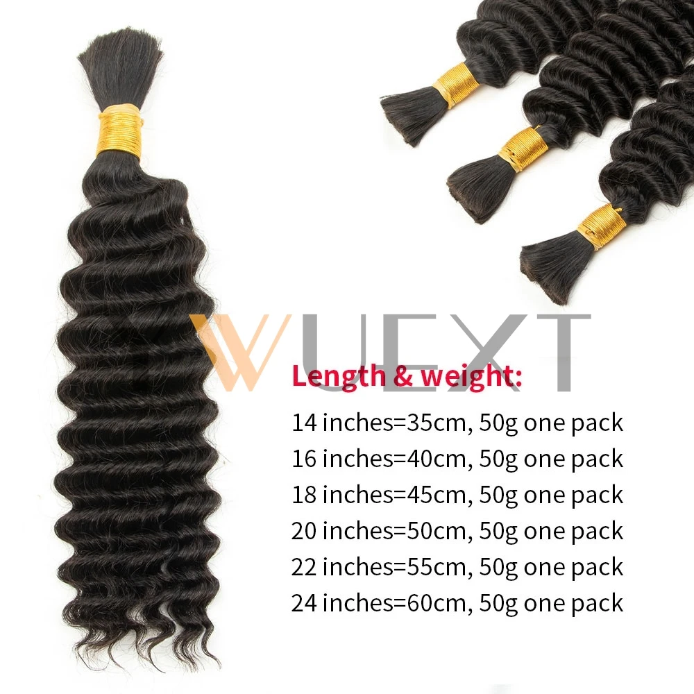 Natural Black Deep Wave Hair Bulk Human Hair For Braiding Burgundy No Weft Human Hair Bundles Women Boho Braids Braiding Hair