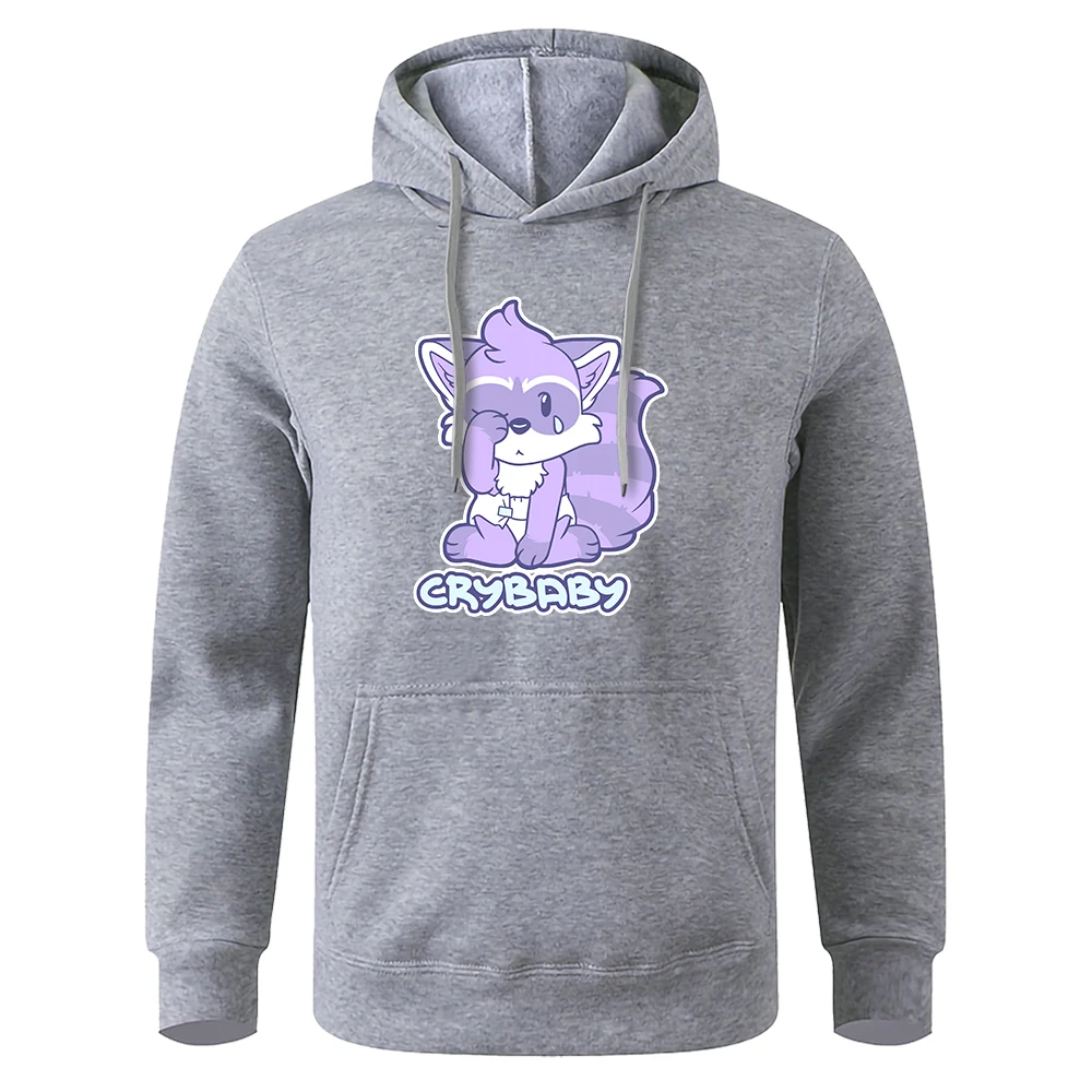 Cute Purple Fox Is Crying Printing Mens Hoodie Warm Brand Streetwear Comfortable Casual Hoody Oversize Comfortable Men Hoodies