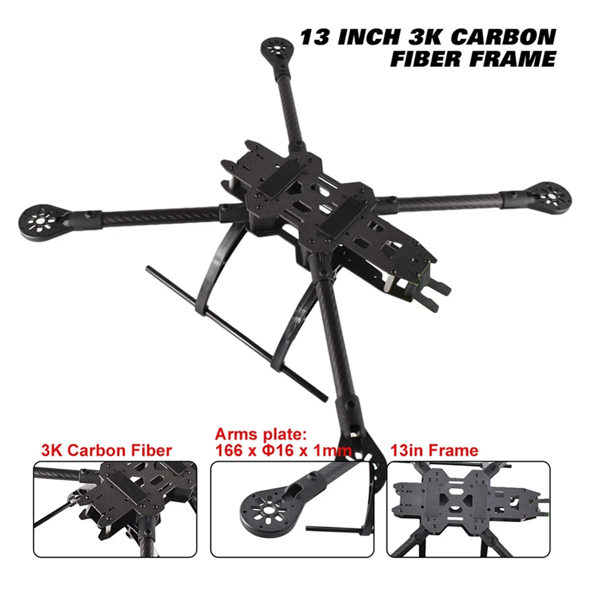 El mejor marco de Dron de carreras con visión en primera persona de 13 pulgadas, cuadricóptero de fibra de carbono, marco de estilo libre FPV para una estabilidad y un rendimiento de vuelo mejor