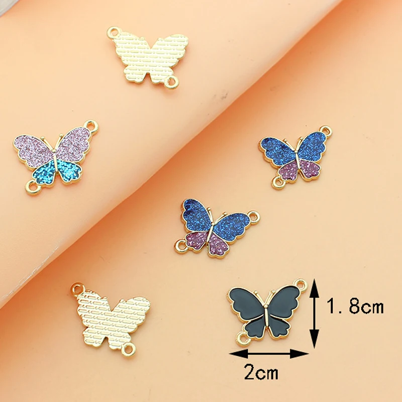 10pcs 20 * 18Mm Retro Temperament, Fashionable Alloy, Scallion Powder, Butterfly Earrings Accessories Niche Light Luxury