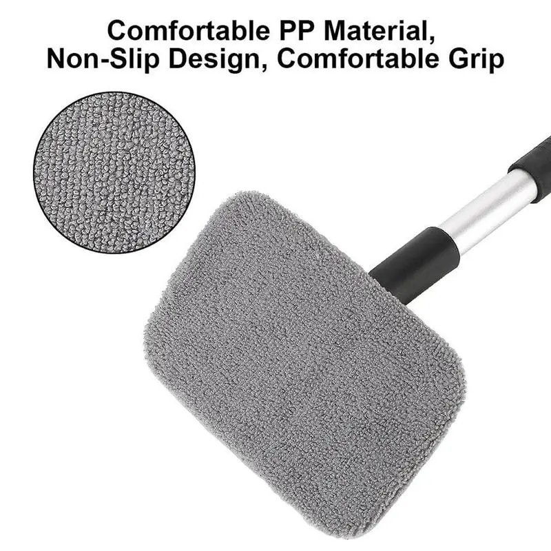 Car Window Cleaner Brush Windshield Cleaner Microfiber cloth Cleaning Tool with Handle Interior Exterior Auto Glass Wiper