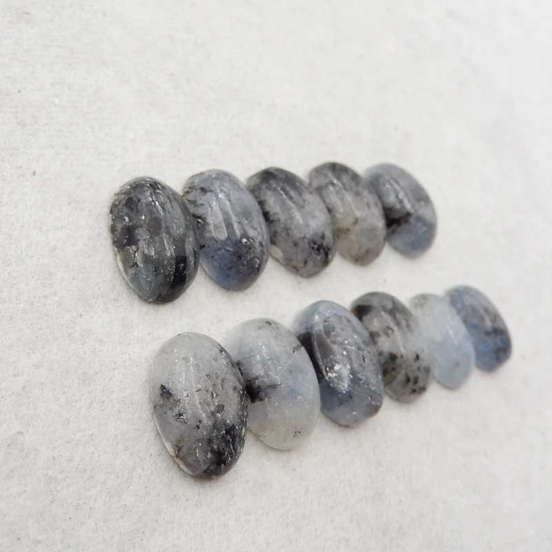 Natural Stones oval Flatback Blue Kyanite Cabochons High Quality Polished Gemstone Earring Beads Pair13x9x4mm14.3g