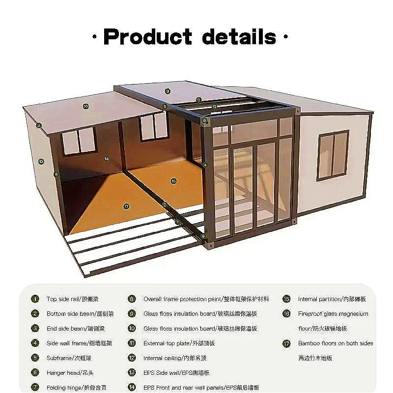 20ft 40ft Container House Mobile Tiny Home 2 3 4 Bedroom Foldable Expandable Container House Prefab Luxury Villa Folding House