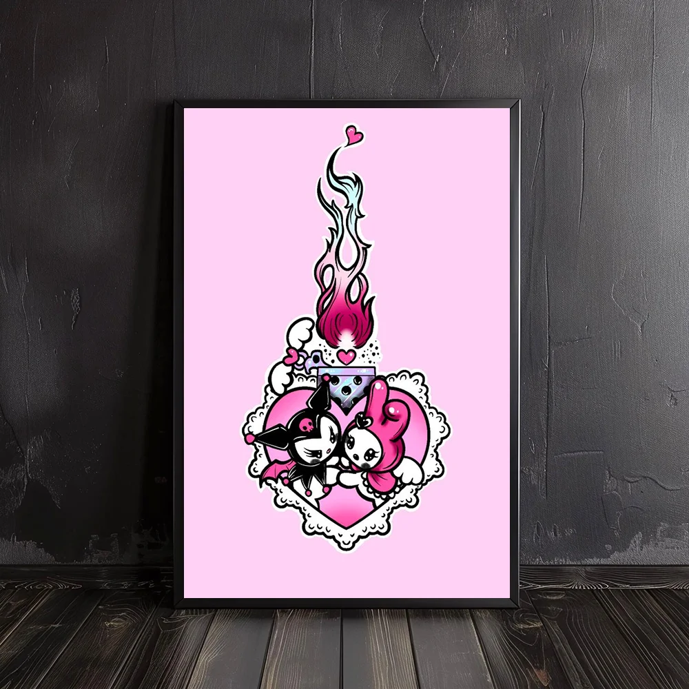 Bondage Tattoo Flash Print Pastel Goth Modern Aesthetic Illustration Posters Creepy Cute Mermaid Devil Girl Artworks Room Decor