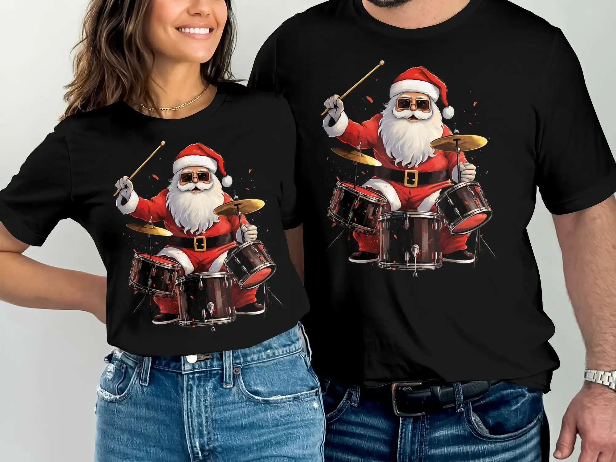 Drummer Santa Playing Drums Funny Christmas Xmas T Shirt Idea For Brother