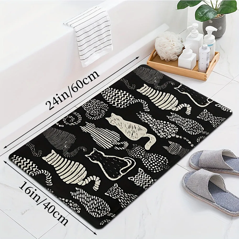 Cartoon cat back bedroom living room decoration mats, bathroom toilet absorbent mats