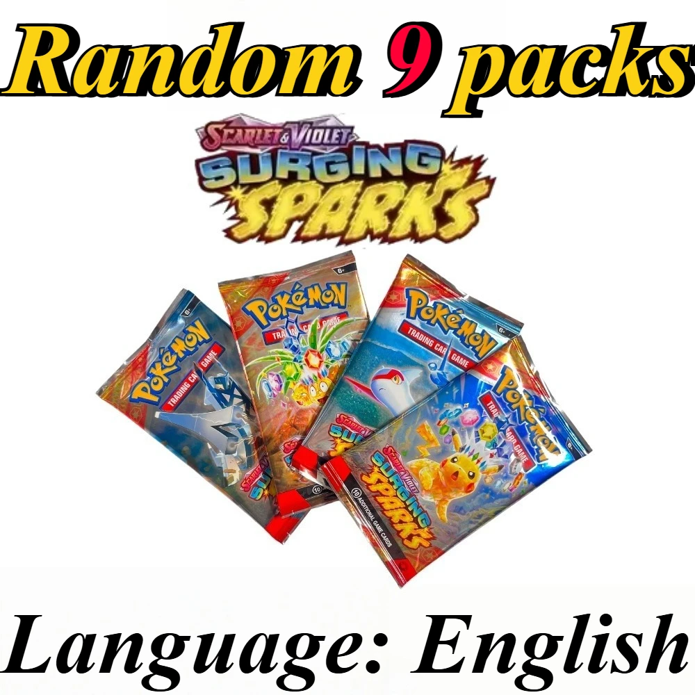 9 Packungen Pokémon-Kartenpakete Bright Stars Prismatic Evolutions, PALDEAN FATES, Englische Erweiterungspakete, Battle Transaction Card Geschenkset – Detail 6