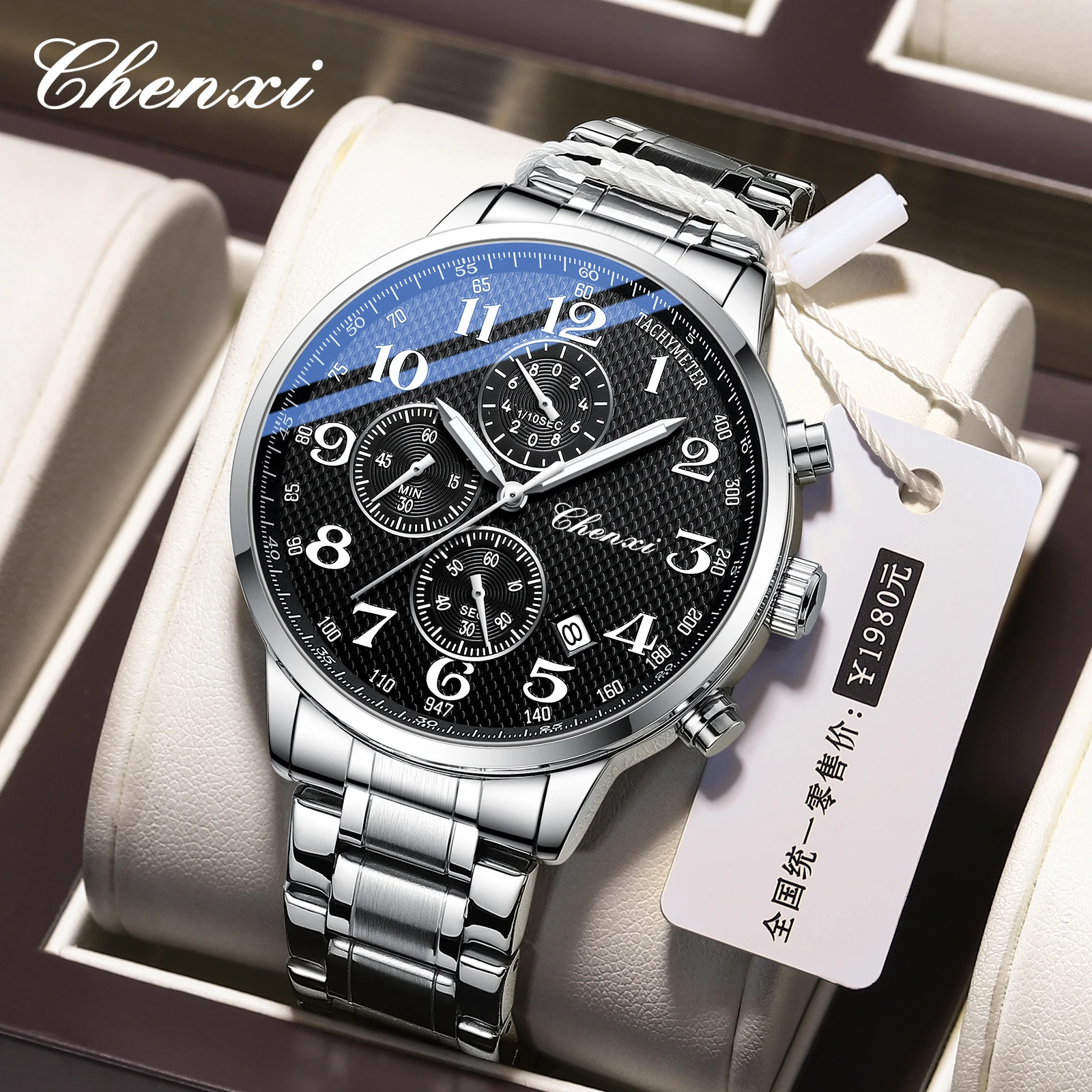 Chenxi 947 novo relógio de quartzo masculino multifuncional moda calendário cronógrafo luminoso à prova dwaterproof água esportes relógios casuais para homem