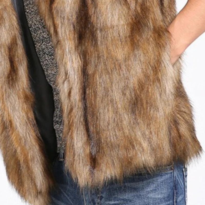 Men's Autumn/Winter Top Coat Vest Faux Fur Hooded Sleeveless Plus Warm Eco-friendly Simple Casual Design Fashion Niche Versatile