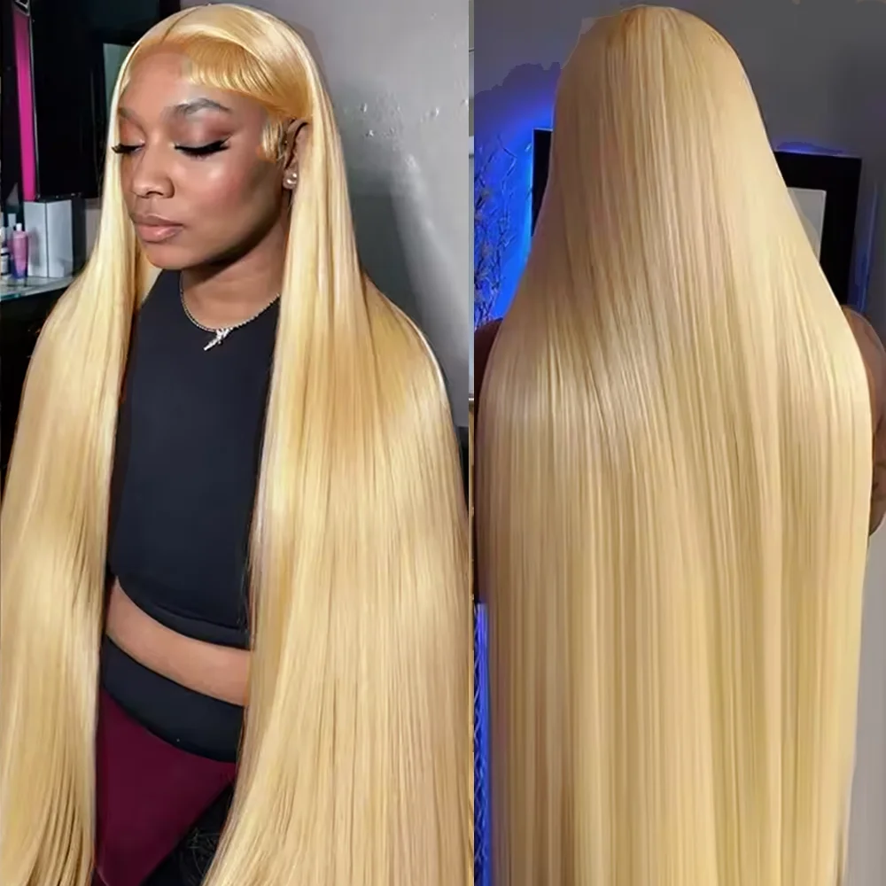 

36 Inch Transparent 613 Blonde Straight 200 Density 13x4 13x6 Lace Front Human Hair Wigs For Women Brazilian HD Lace Frontal Wig