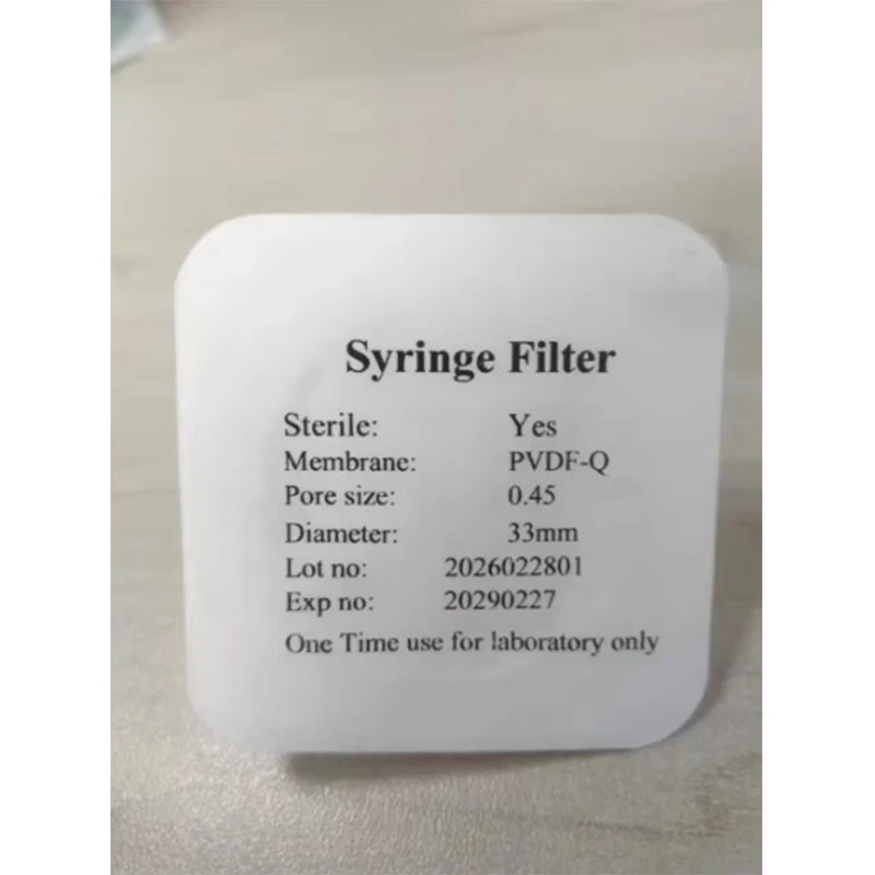 Sterile Filter Hydrophilic PVDF 33mm 0.22um/0.45um Membrane High Throughput Individually Packed,100pcs