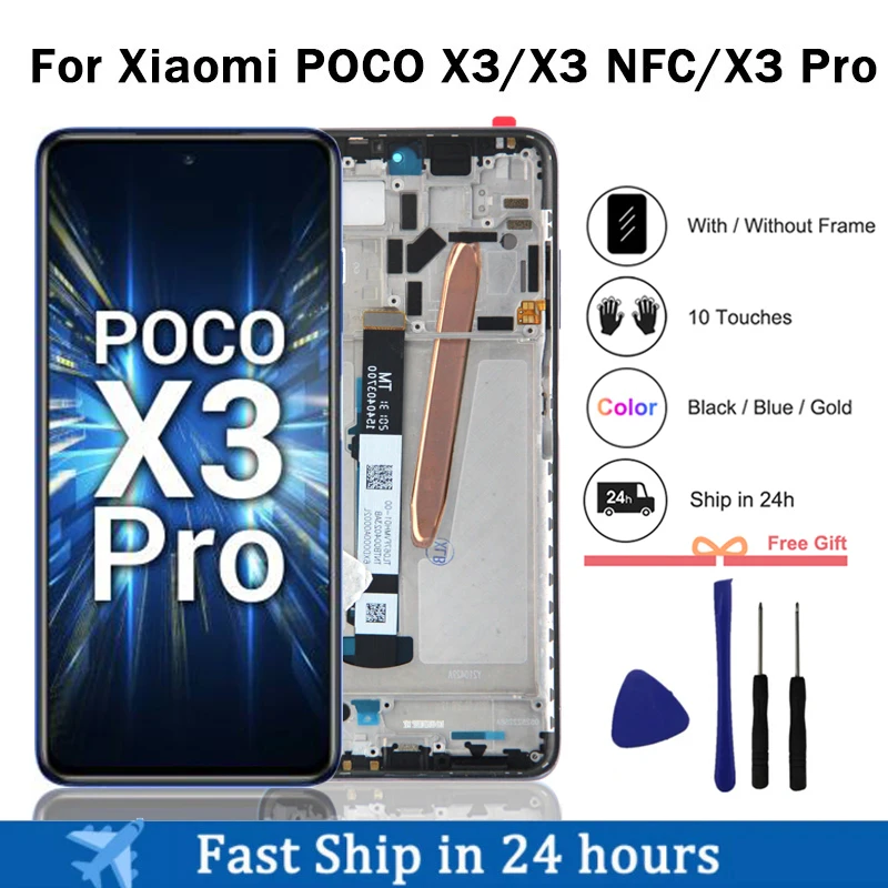 6.67 Wyświetlacz do Xiaomi POCO X3 Pro Wyświetlacz LCD Ekran dotykowy Digitizer Do POCO X3 NFC Części zamienne LCD Wyświetlacz M2007J20CG