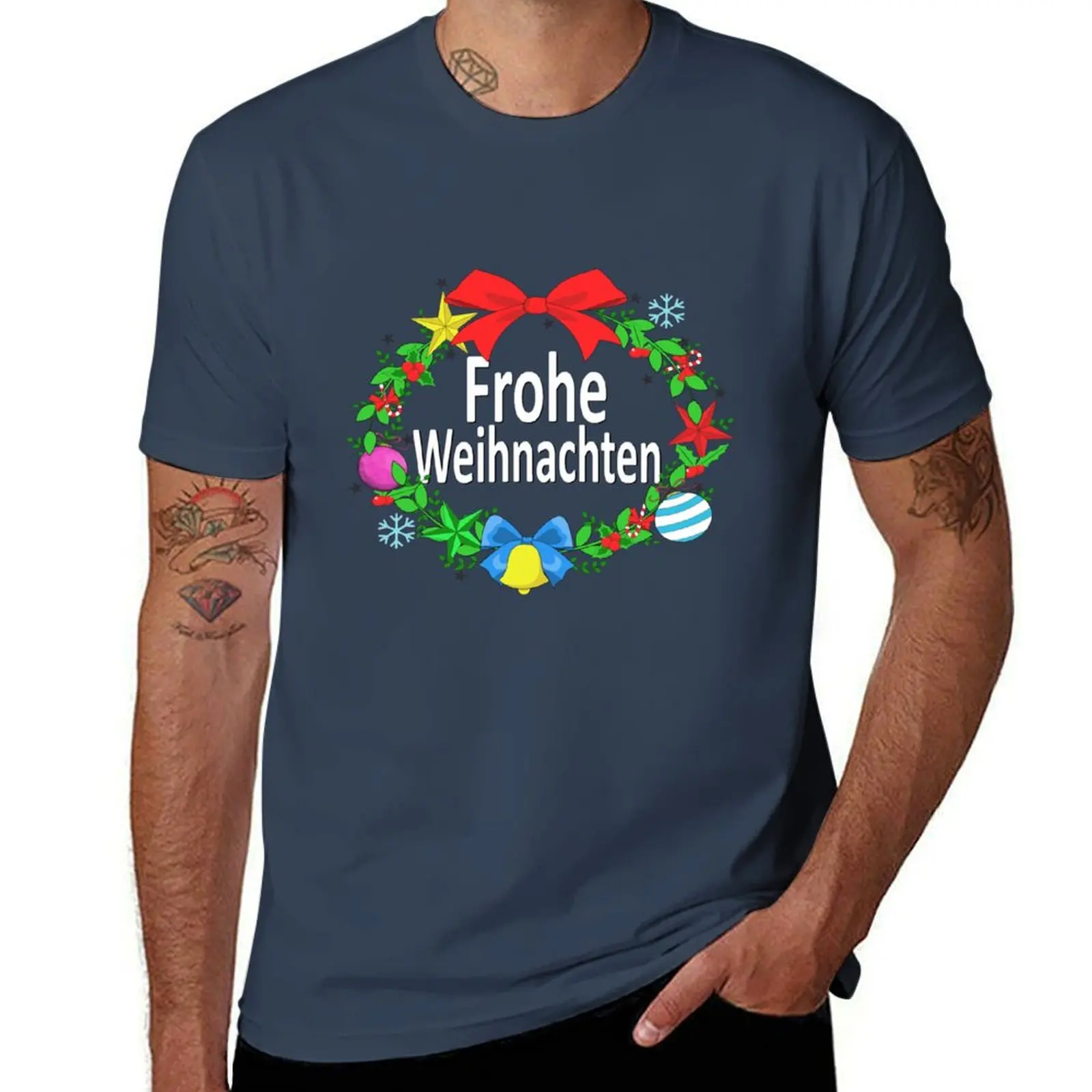 

frohe weihnachten - merry christmas in german T-Shirt designer shirts plus sizes mens big and tall t shirts